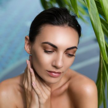 Beauty portrait, soft skin. Female model with natural make-up